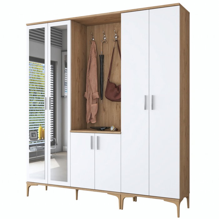 Hanah Home Soporte para el pasillo Nogal y blanco